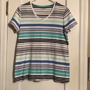 Croft and Barrow Striped V neck tee